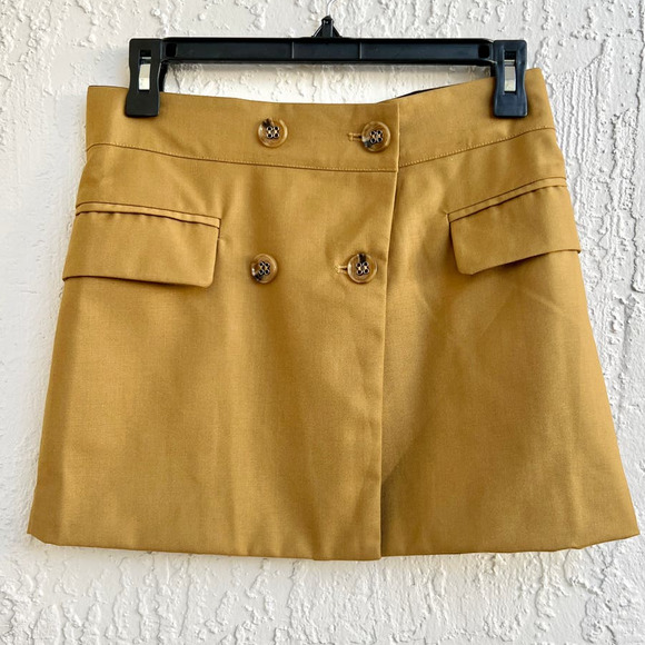 Nonchalant Label Parker Buttoned Wrap A-Line Mini Skirt Brown Women's Size XS - Picture 2 of 6